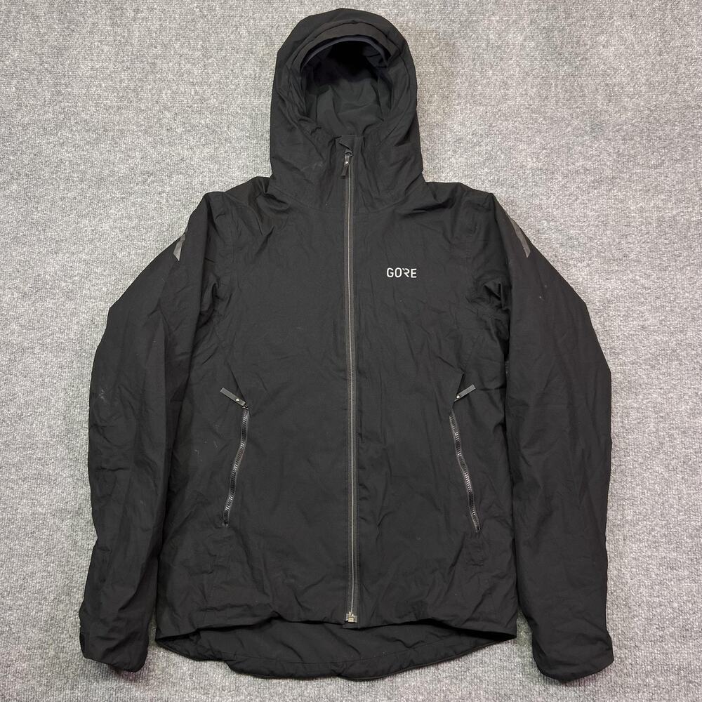 Gore Jacket Mens Small Black GORE THERMIUM Hooded Insulated Windbreaker Thermal